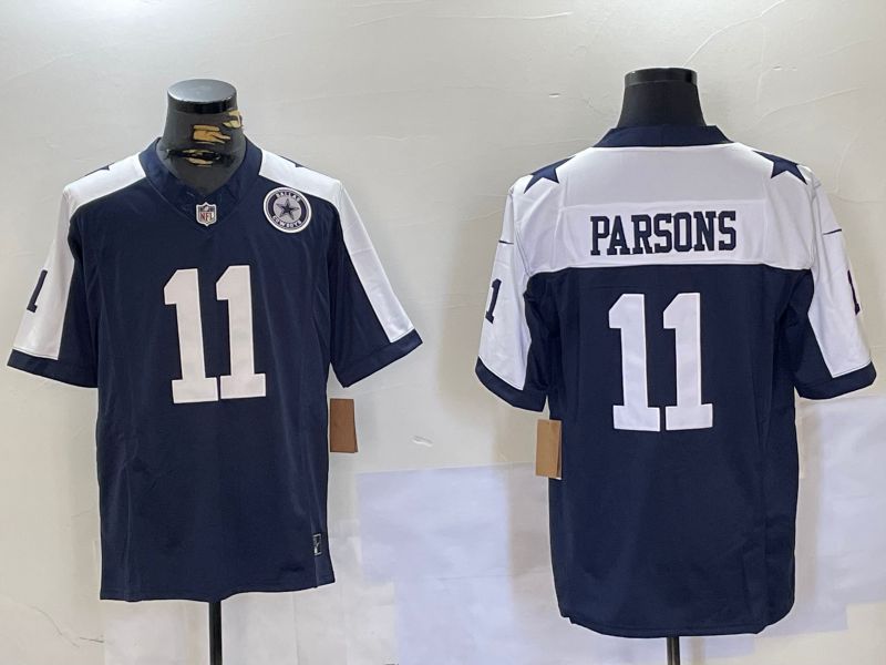 Men Dallas Cowboys #11 Parsons Blue 2024 Nike Three generations Vapor Limited NFL Jersey style 2